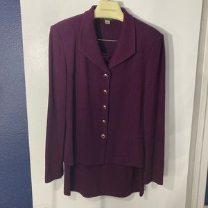 St. John Essentials by Marie Gray  2Pc "Currant" Purple Jacket & Skirt Size 12